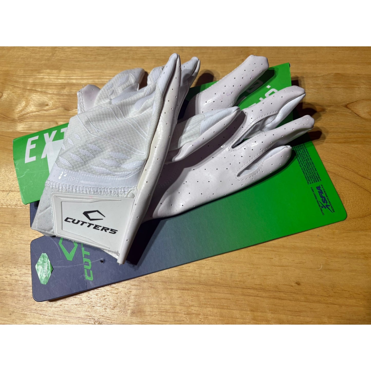 Mens Small Cutters Rev Pro 5.0 Solid White Receiver WR Gloves