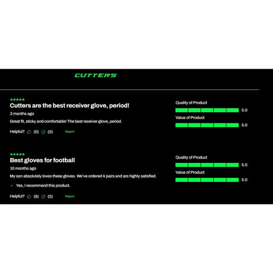 Cutters Football Gloves WR Wide Receiver Mens S Black Rev Pro 5.0 Extreme Grip