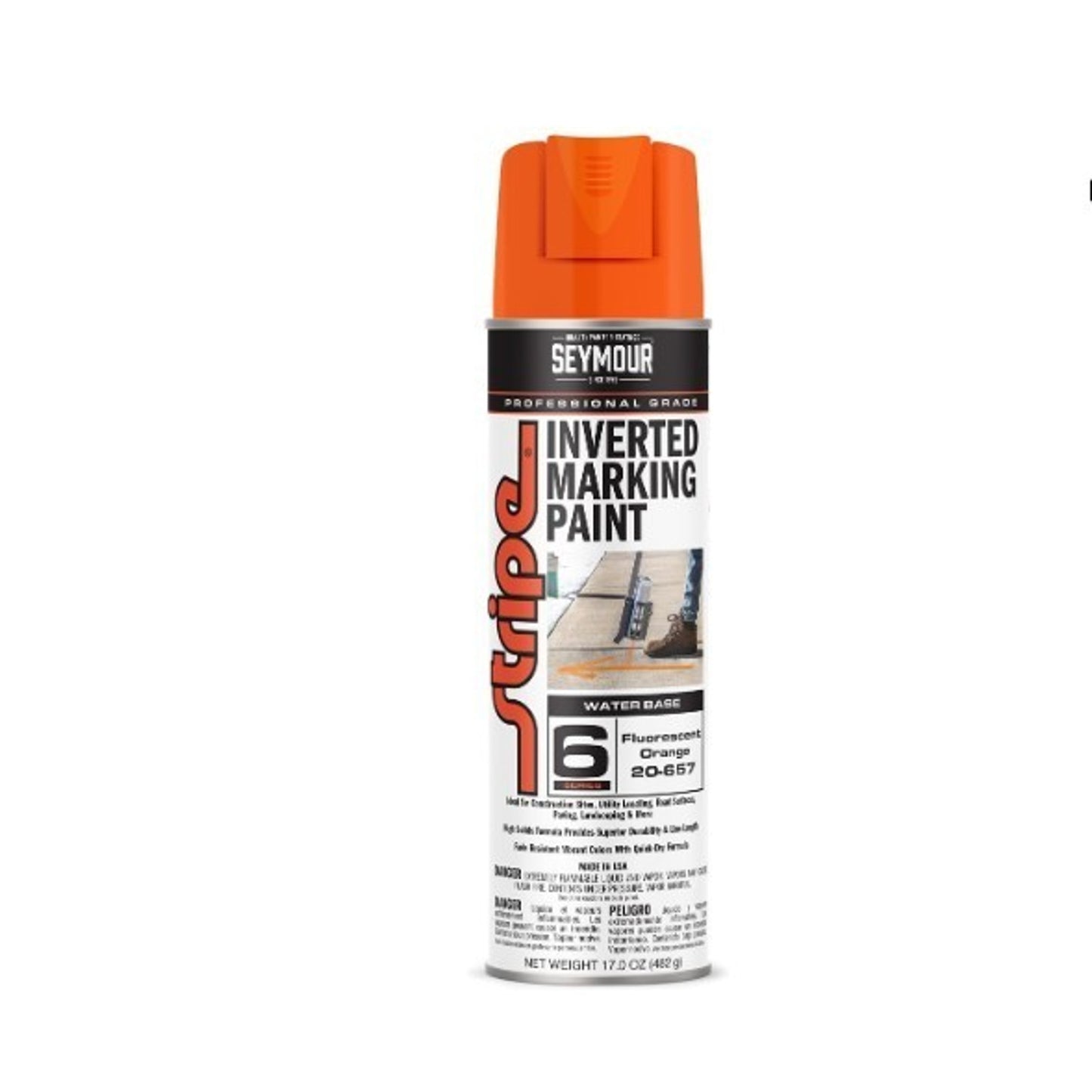 Seymour 20-657 Stripe Inverted Tip Marker, Orange Fluorescent 17 oz.