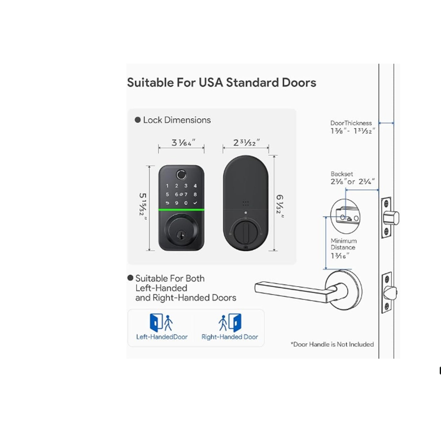 KUCACCI Keyless Entry Fingerprint Smart Door Lock App Bluetooth T17 Door Lock