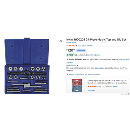 Irwin 1900205 24-Piece Metric Tap and Die Set