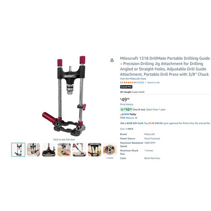 Milescraft DrillMate Portable Drill Guide - Drill Guide Attachment - MPN 1318