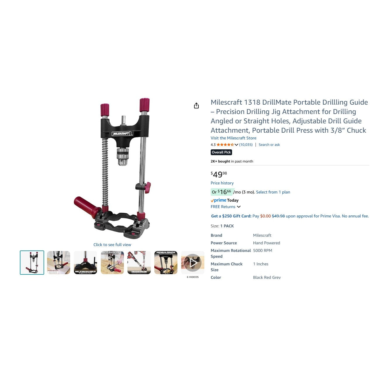 Milescraft DrillMate Portable Drill Guide - Drill Guide Attachment - MPN 1318