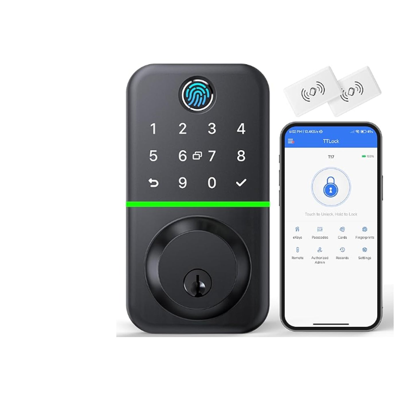 KUCACCI Keyless Entry Fingerprint Smart Door Lock App Bluetooth T17 Door Lock