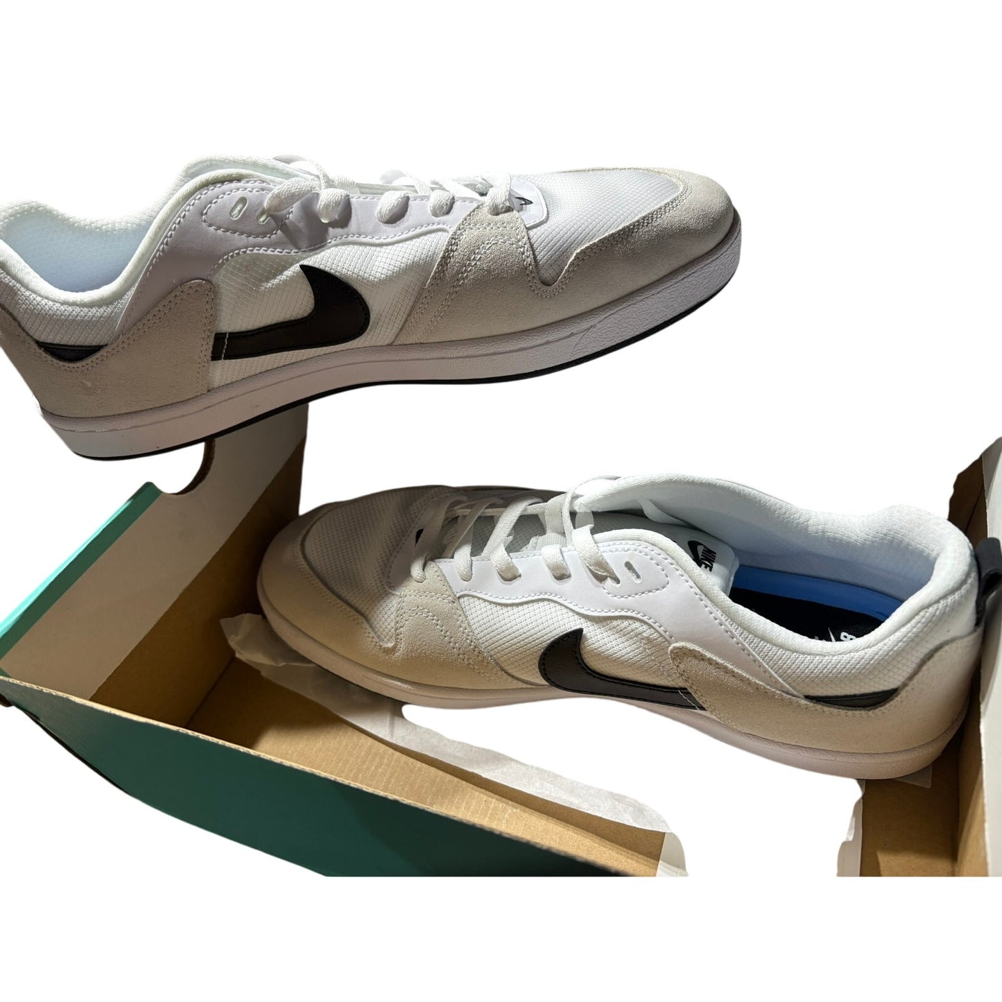 Mens 13 Nike SB Alleyoop Skate Shoes Cj0882-100 White/Black/White