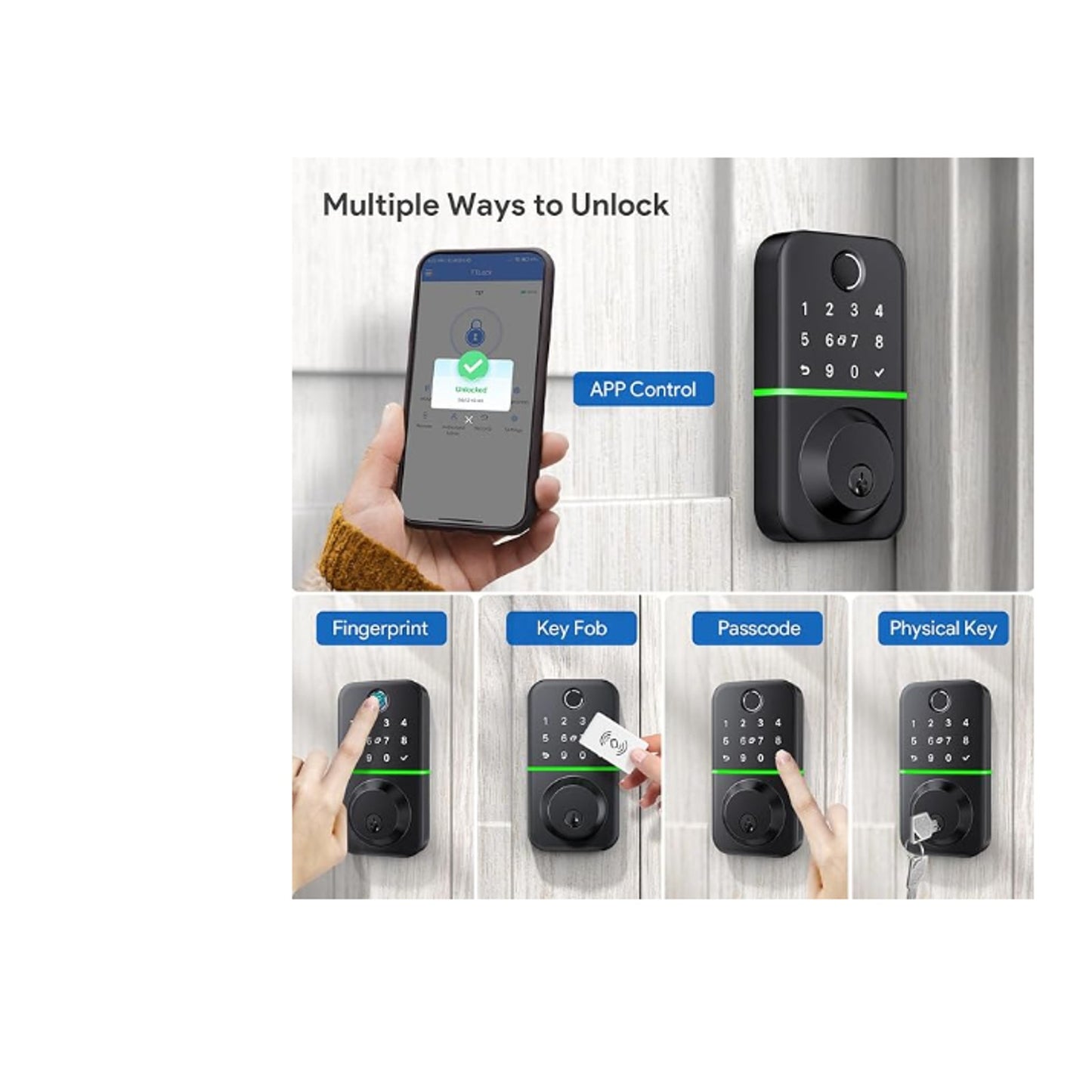 KUCACCI Keyless Entry Fingerprint Smart Door Lock App Bluetooth T17 Door Lock
