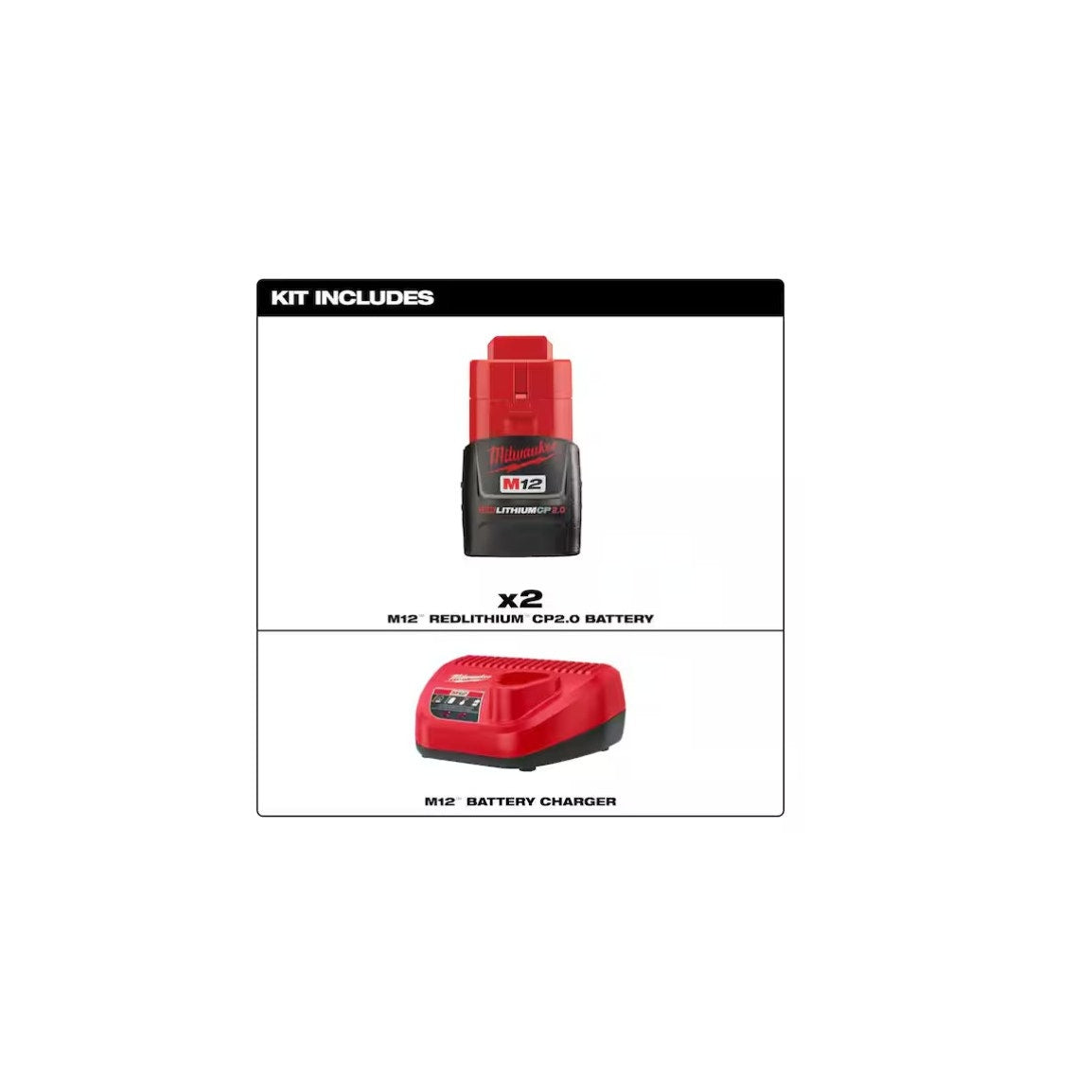 Milwaukee 48-59-2420p M12 12-Volt Lithium-Ion Compact Battery Pack 2.0Ah and Charger