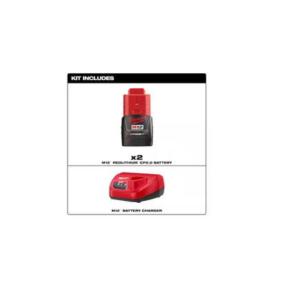 Milwaukee 48-59-2420p M12 12-Volt Lithium-Ion Compact Battery Pack 2.0Ah and Charger