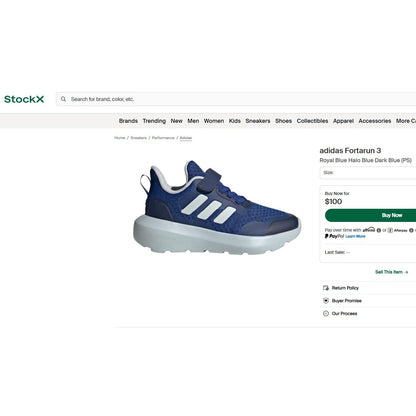 5.5 adidas Kids Fortarun 3.0 Sneakers 3.0J Royal Blue Halo Blue Dark Blue (PS)