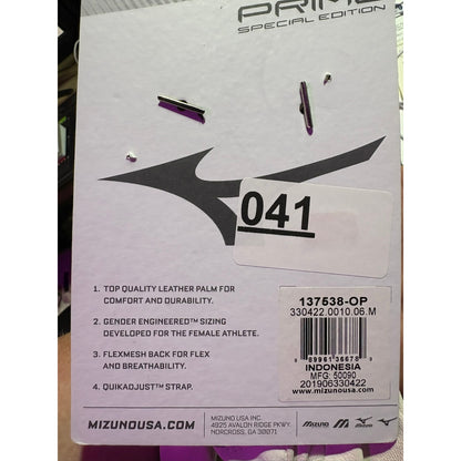 Mizuno Prime SE Softball Fastpitch Batting Gloves White/Red, Medium 889961366789