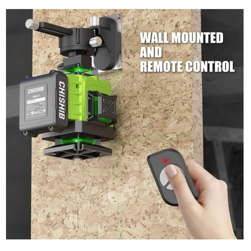 Chisib 16 Lines Green Laser Level Kit -4x360° 4D Self-Leveling Cross Line