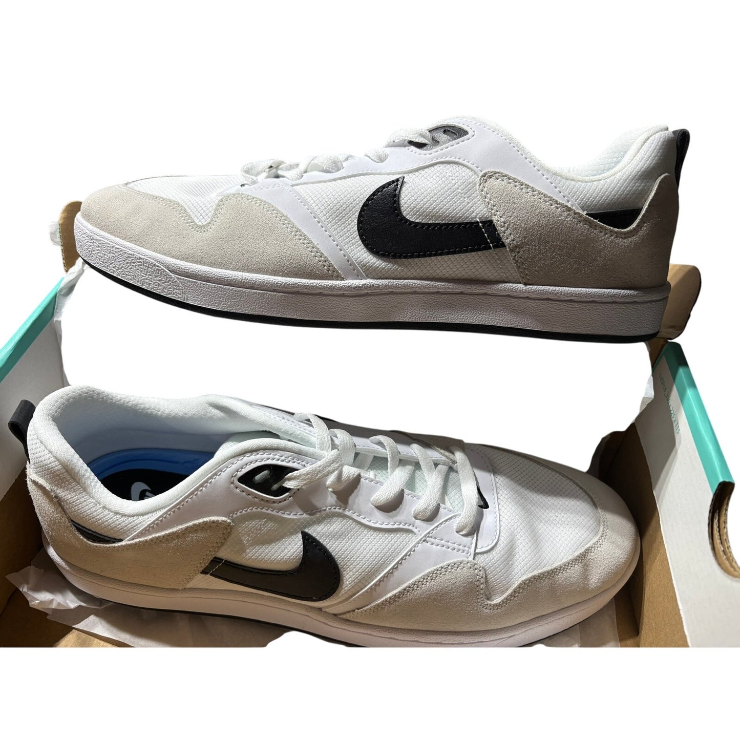 Mens 13 Nike SB Alleyoop Skate Shoes Cj0882-100 White/Black/White