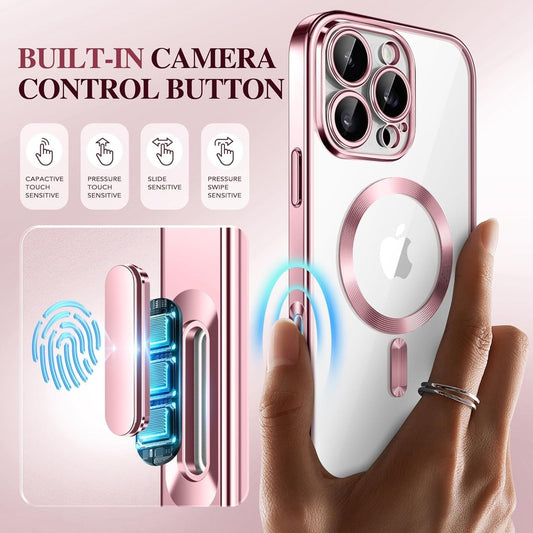 BERFY Magnetic for iPhone 16 Pro Case Clear Pink Compatible w MagSafe x004drx2x9