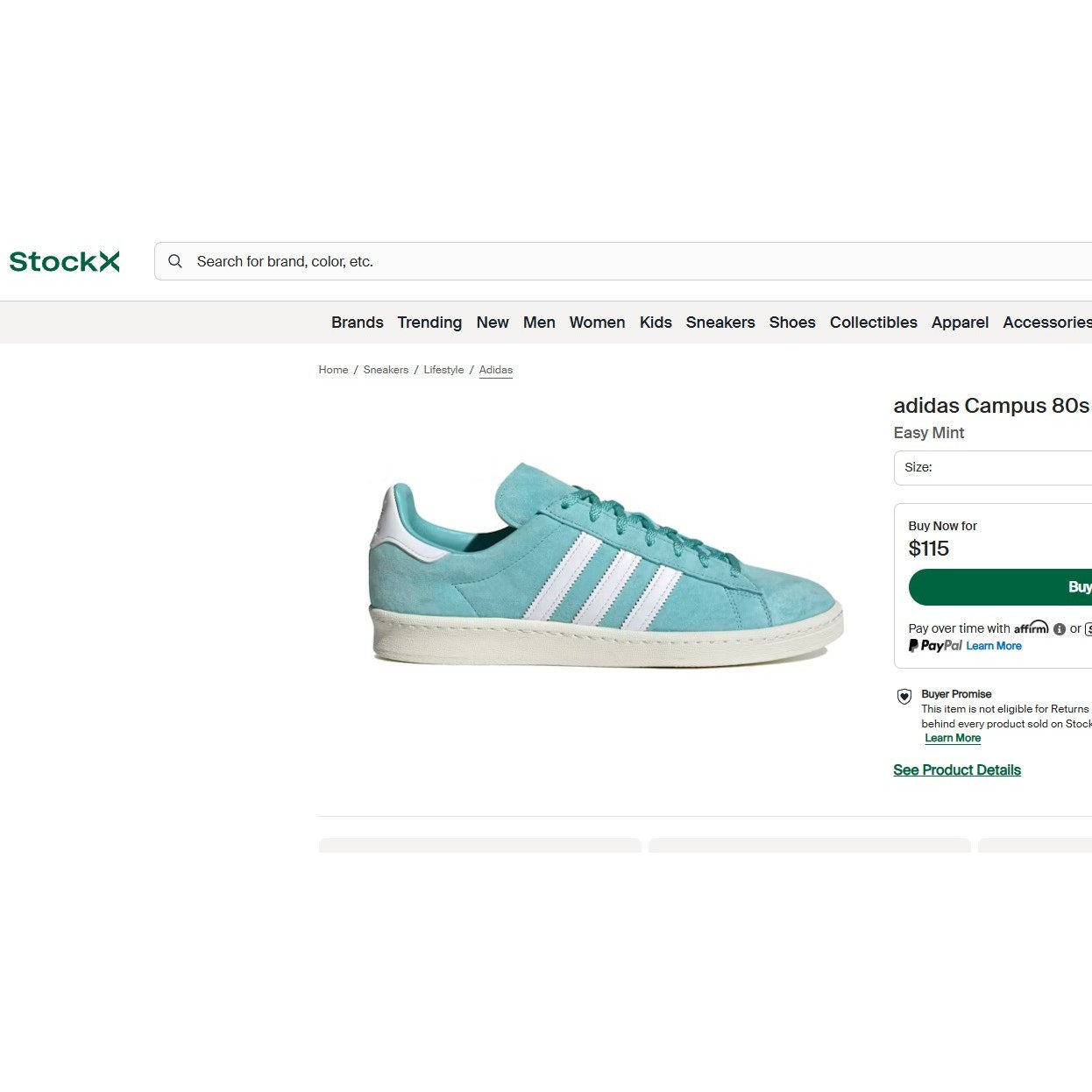 Mens 11.5 Adidas CAMPUS 80S - ID7318 - Sneakers Shoes