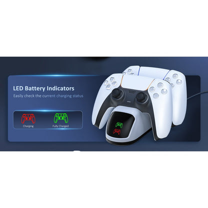 NexiGo Dual Charging Station Dock for PS5 DualSense Controller White for P-5