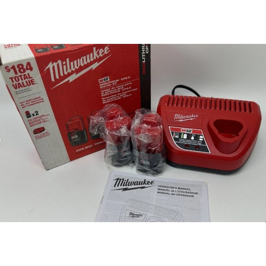 Milwaukee 48-59-2420p M12 12-Volt Lithium-Ion Compact Battery Pack 2.0Ah and Charger