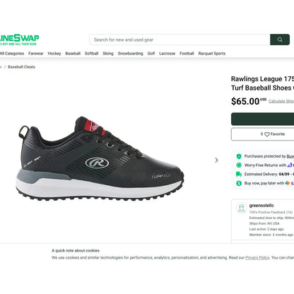 Size 6.5 D Rawlings League Men's Baseball Turf Cleats/Sneakers/Shoes 175787 New