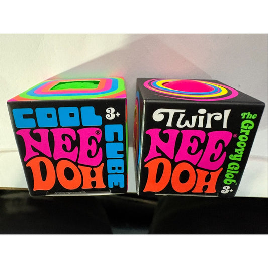 🔥 New Viral TikTok Nee Doh Mini Twirl (The Groovy Glob) and Cool Cube Lot of 2