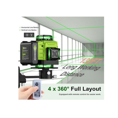 Chisib 16 Lines Green Laser Level Kit -4x360° 4D Self-Leveling Cross Line