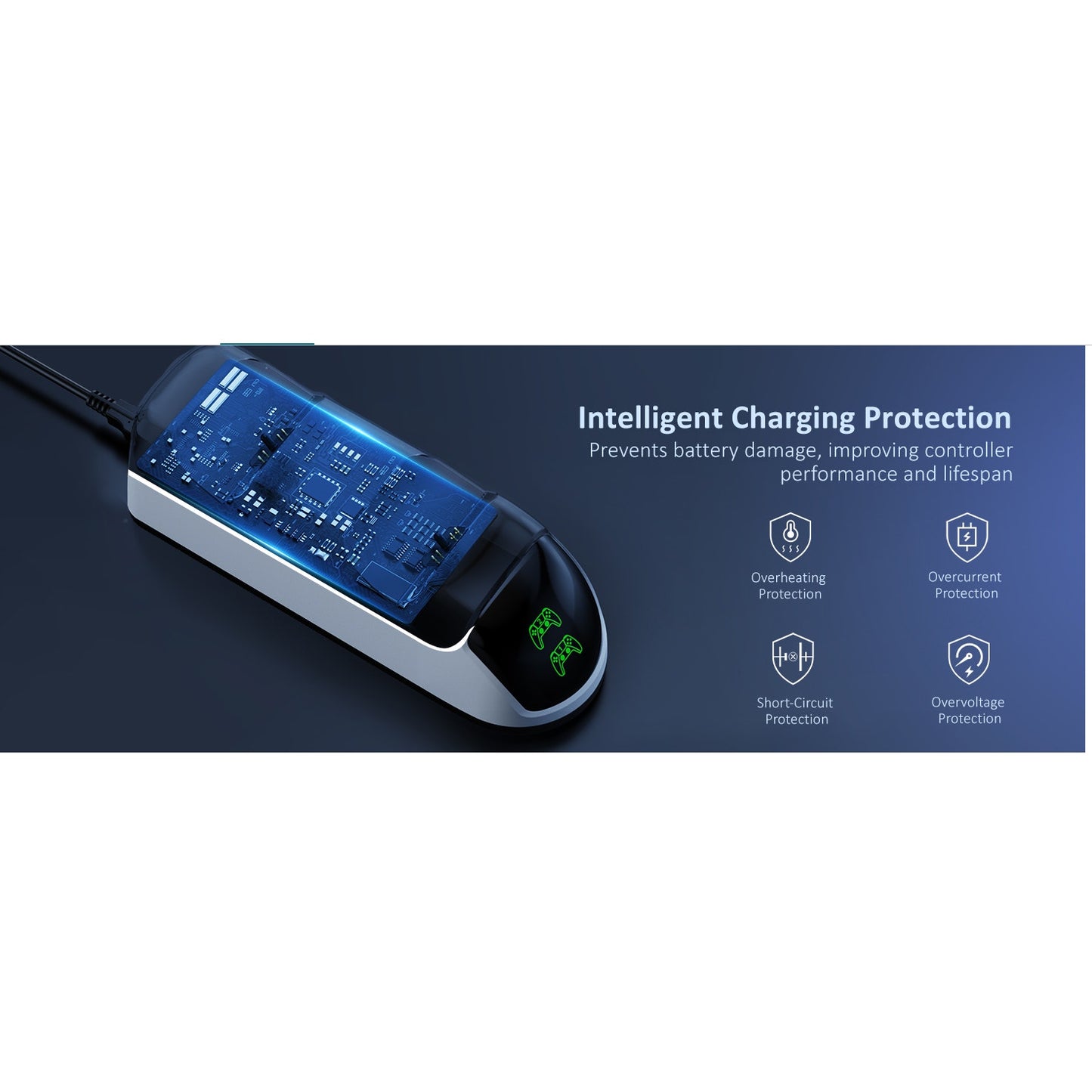 NexiGo Dual Charging Station Dock for PS5 DualSense Controller White for P-5