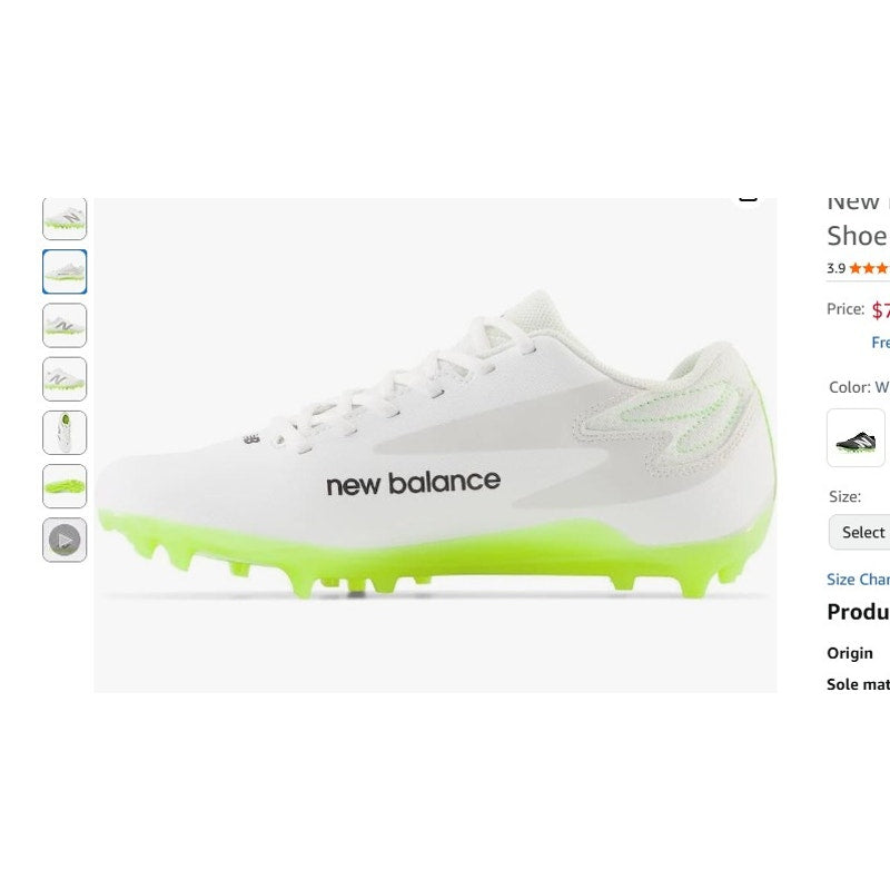 Mens 7 New Balance Men's Rush V4 Low Lacrosse Shoe Molded Cleats Shoes