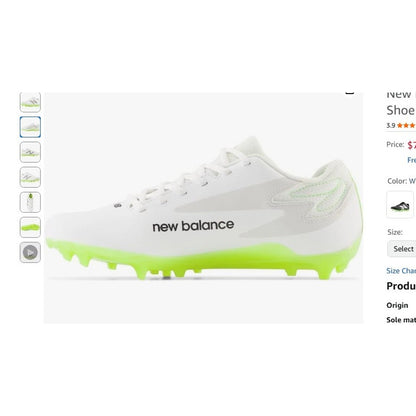 Mens 7 New Balance Men's Rush V4 Low Lacrosse Shoe Molded Cleats Shoes