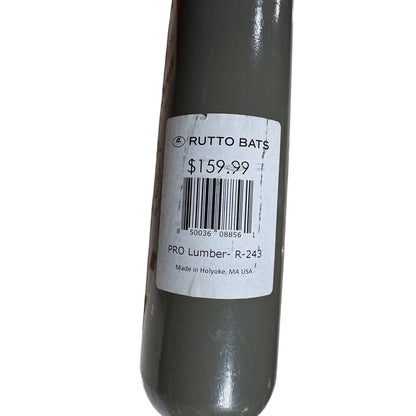 33" RUTTO - Pro Lumber - Wood Baseball Bat Hard Maple R-243 - Grey - New