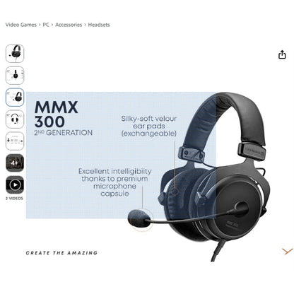 Beyerdynamic 718300 MMX 300 Second Generation Gaming and Multi-Media Headset