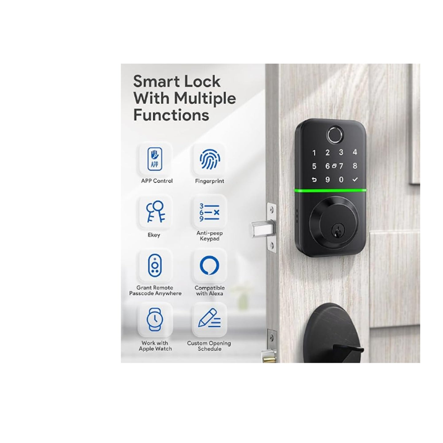 KUCACCI Keyless Entry Fingerprint Smart Door Lock App Bluetooth T17 Door Lock