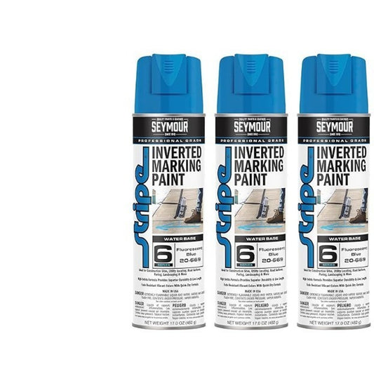 (3 Pack) Seymour 20-669 Stripe Inverted Tip Marker Blue Fluorescent Ground Paint