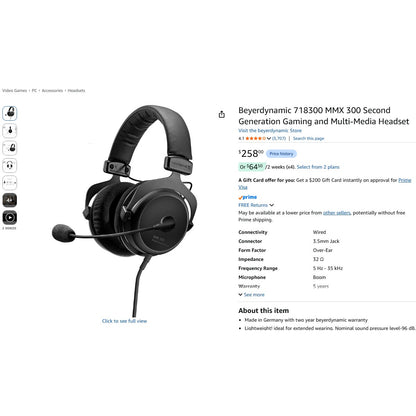 Beyerdynamic 718300 MMX 300 Second Generation Gaming and Multi-Media Headset