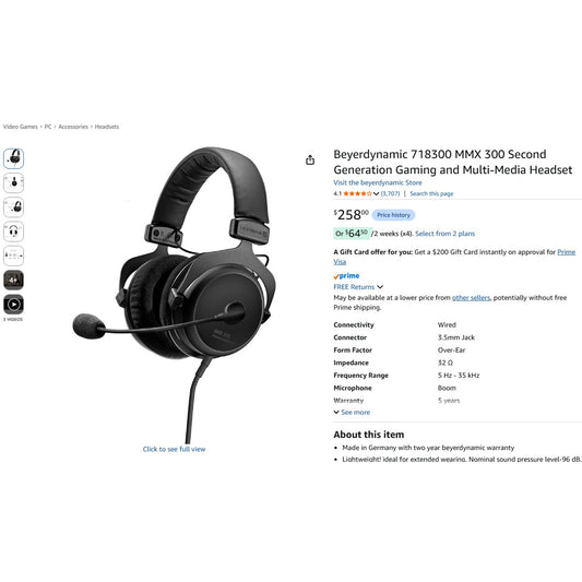 Beyerdynamic 718300 MMX 300 Second Generation Gaming and Multi-Media Headset