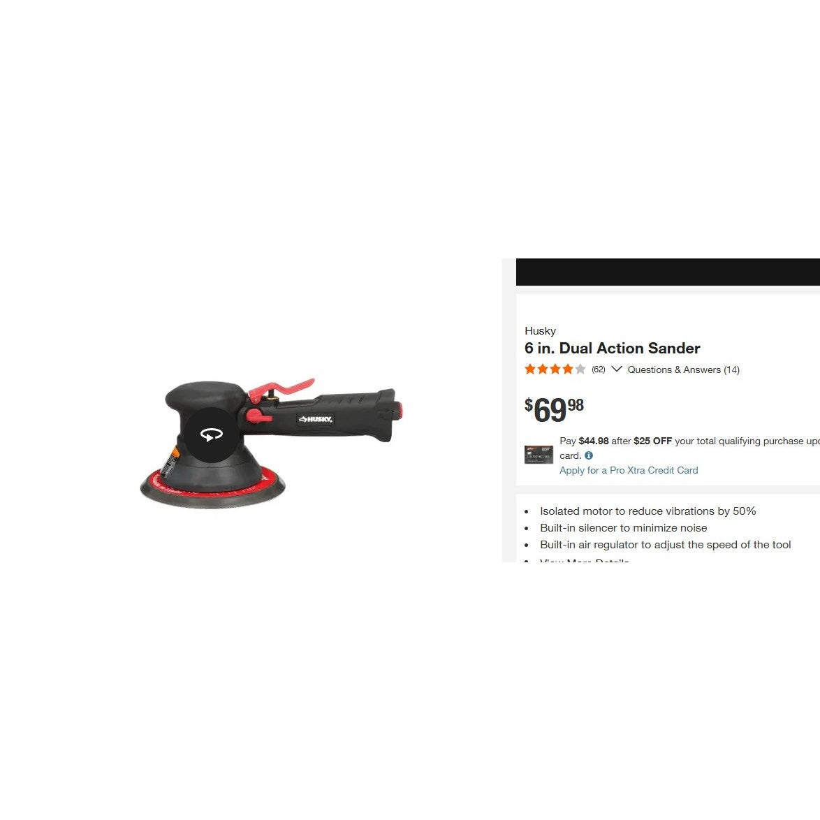 Husky 6" Dual Action Sander Low Vibration 1000 030 213 - H4870 Orbital