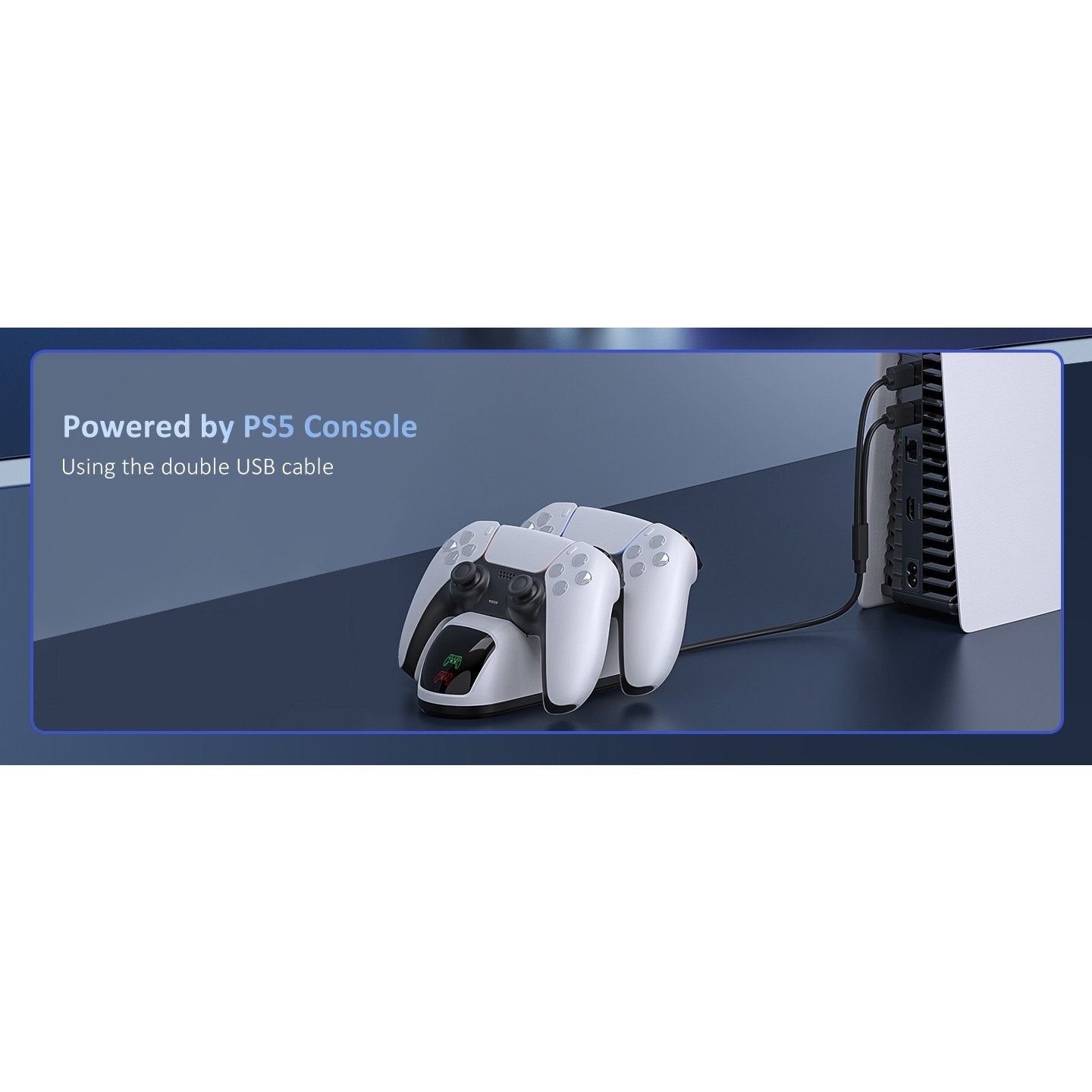 NexiGo Dual Charging Station Dock for PS5 DualSense Controller White for P-5
