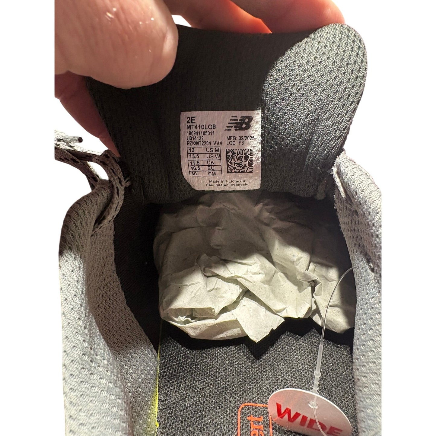 Men's 12 Wide - New Balance 410 V8 Trail Running Shoes Black/Cayenne/Shadow Grey