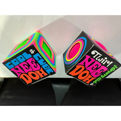 🔥 New Viral TikTok Nee Doh Mini Twirl (The Groovy Glob) and Cool Cube Lot of 2