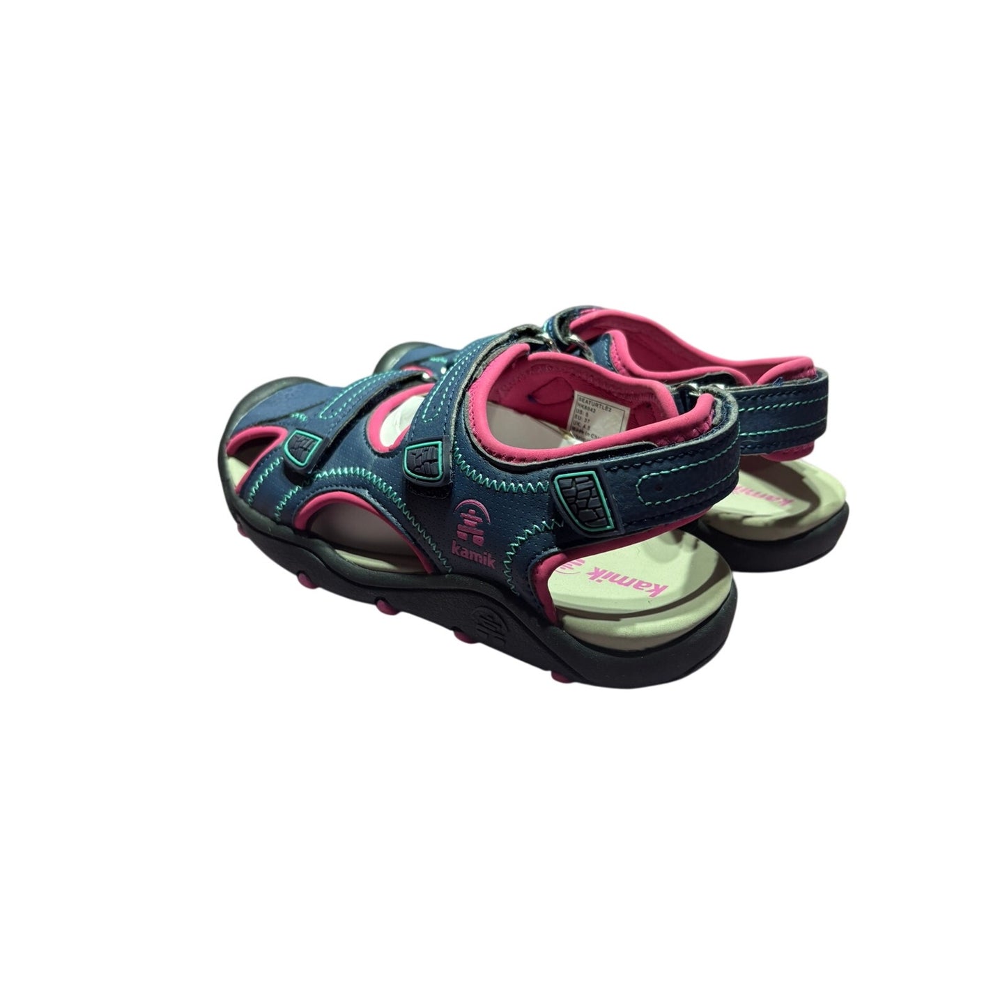 Kids Size 5 Kamik Child Seaturtle 2 Sandals (5.4" Heel to Toe) Navy & Pink New