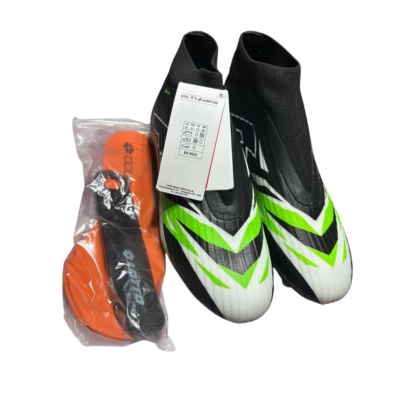 Size 8.5 Lotto Solista 300 VI Gravity FG Soccer Cleats Black Green White insoles