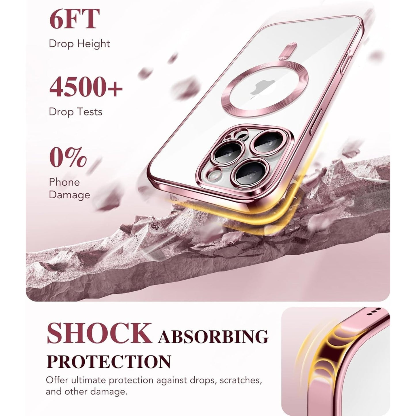 BERFY Magnetic for iPhone 16 Pro Case Clear Pink Compatible w MagSafe x004drx2x9